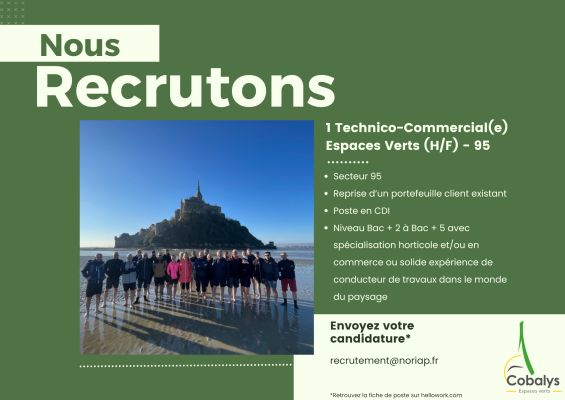 Offre d'emploi : Technico-Commercial Espaces Verts H/F - Secteur 95