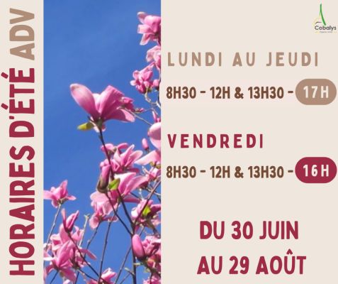 Horaires d'été ADV