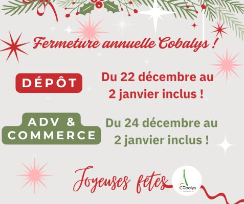 Fermeture fin d'année 🎄